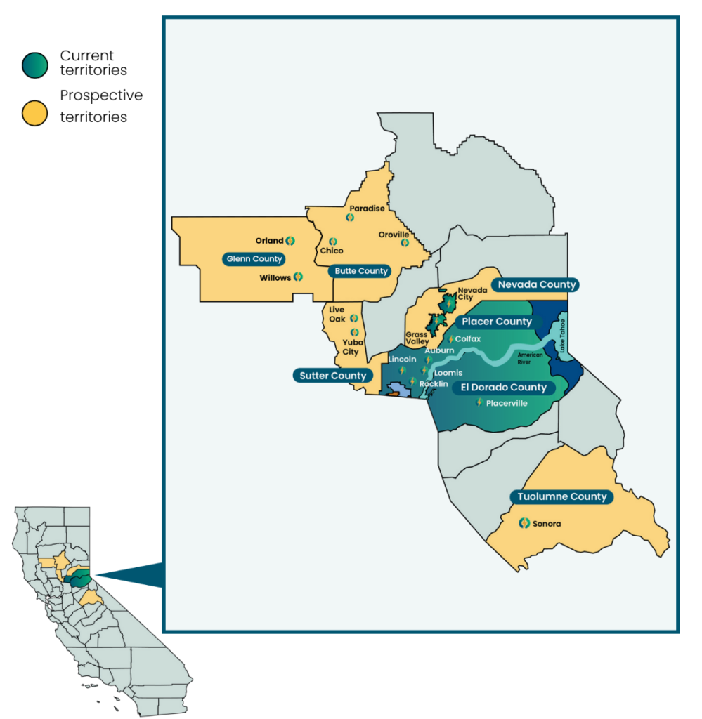 Map showing Pioneer service areas